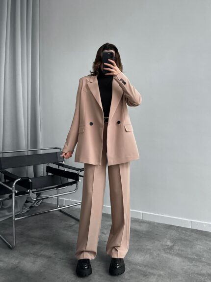 Cuatro Bej Blazer Takım